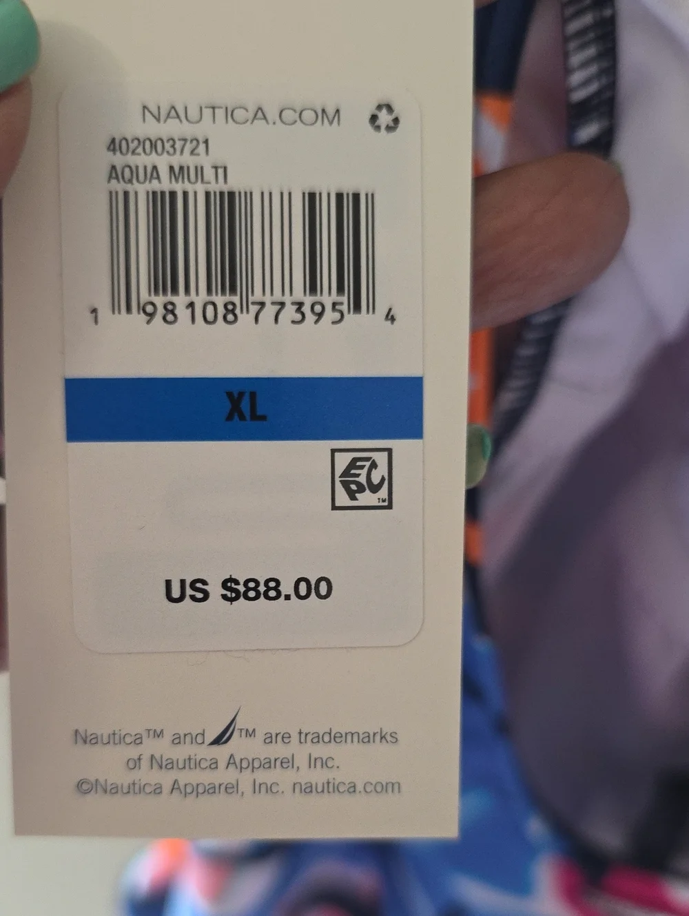 Nautica Women Multicolor Abstract One-Piece Swimsuit. Blue, Pink, Orange.